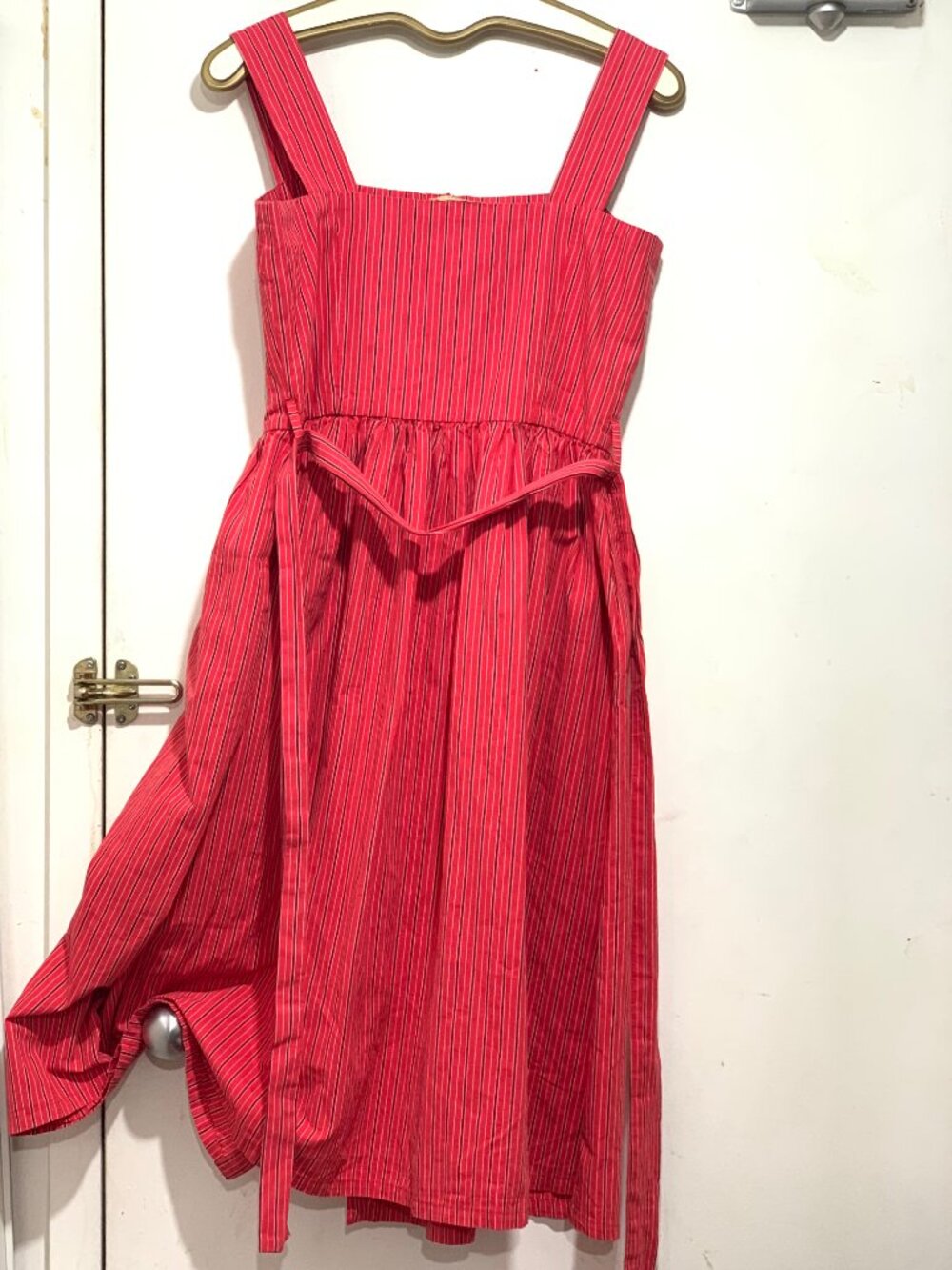 STREETBOX STRIPED BELTED COTTON SLEEVELESS MIDI DRESSES SIZE L - Picture 7 of 10